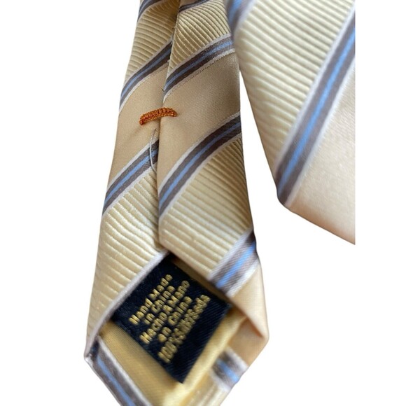 Donald Trump Signature Collection Necktie 100% Silk Yellow Blue Gold Stripe Tie - Picture 13 of 14